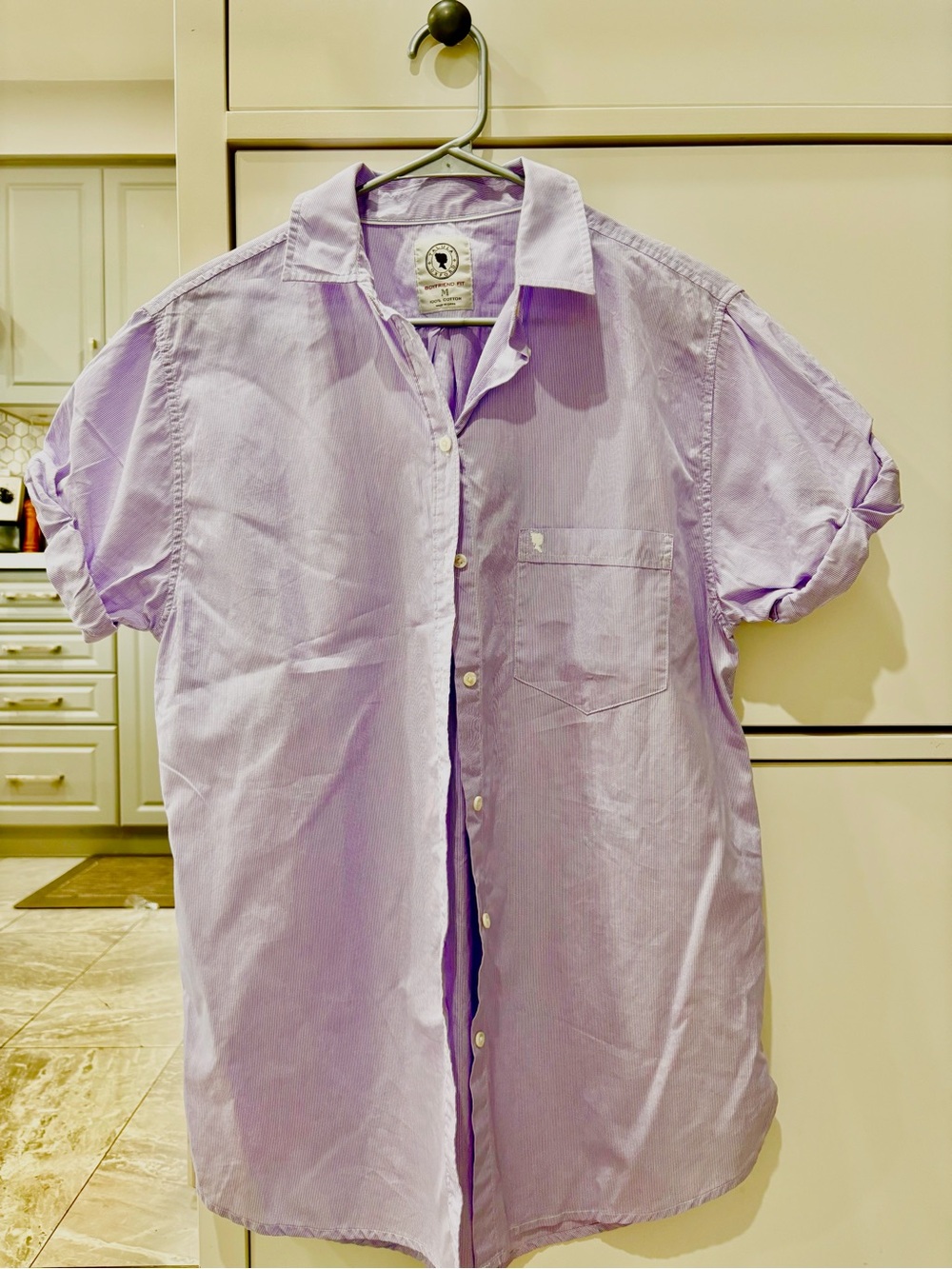 aritzia talula Casual Lavender Short-Sleeve Button-Down Shirt